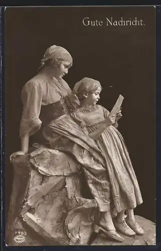 AK Gute Nachricht, Mutter und Tochter lesen einen Brief, lebendes Standbild