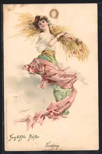 Künstler-AK Meissner & Buch (M&B) Serie III, Nr.18: Été, Der vermenschlichte Sommer