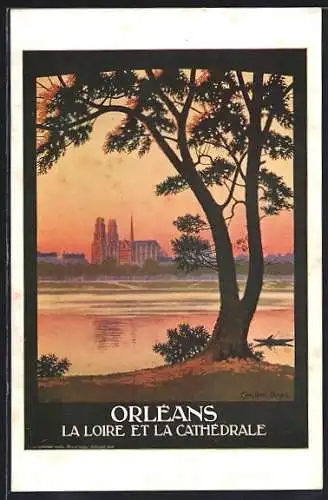 Künstler-AK Orléans, La Loire et la cathédrale, Angler