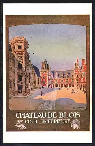 Künstler-AK Blois, Chateau de Blois, Cour intérieure