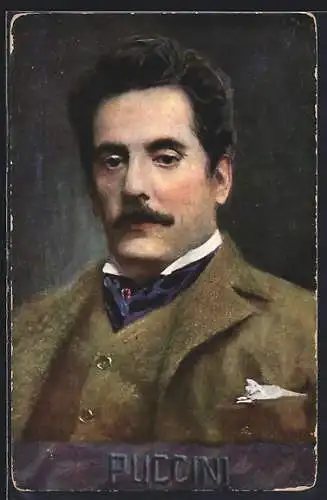 Künstler-AK Komponist Puccini, Portrait in zeitgenössischer Kleidung