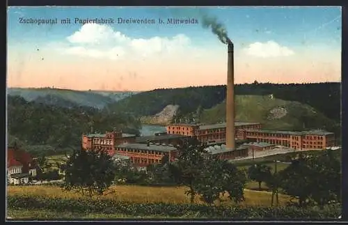 AK Dreiwerden b. Mittweida, Papierfabrik im Zschopautal