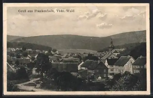 AK Frankenhain /Thür. Wald, Ortsansicht aus der Vogelschau