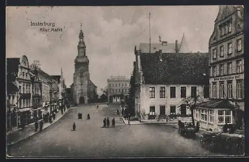 AK Insterburg, Alter Markt mit Hotel Rheinischer Hof
