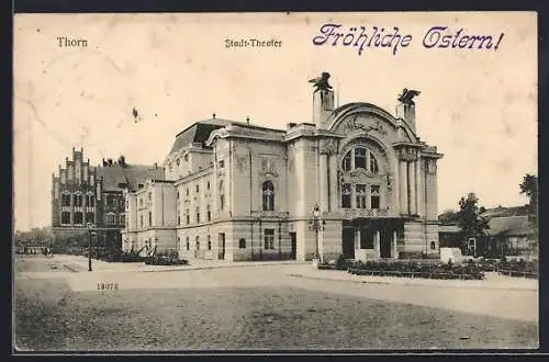 AK Thorn / Torun, Stadt-Theater mit Vorplatz
