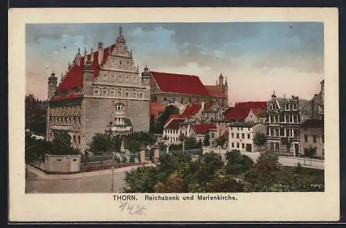 AK Thorn, Reichsbank und Marienkirche