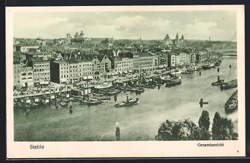 AK Stettin, Gesamtansicht aus der Vogelschau