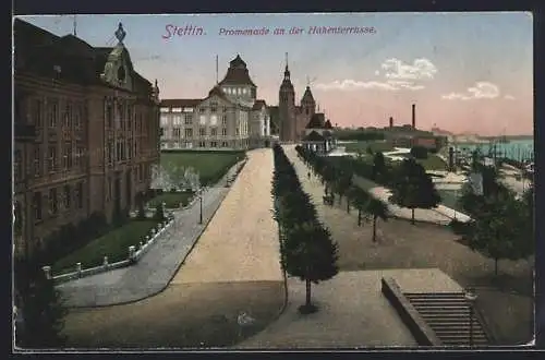 AK Stettin, Promenade an der Hakenterrasse