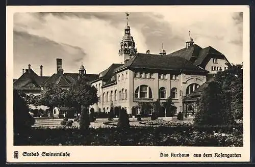 AK Swinemünde, Rosengarten und Kurhaus
