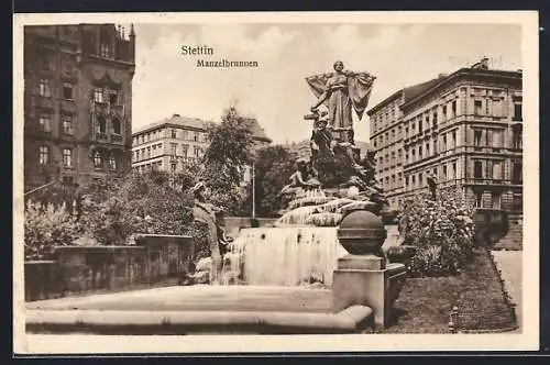 AK Stettin, Manzelbrunnen