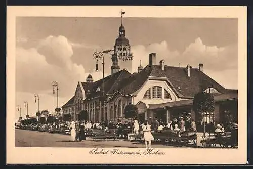 AK Swinemünde, Gäste auf der Promenade am Kurhaus