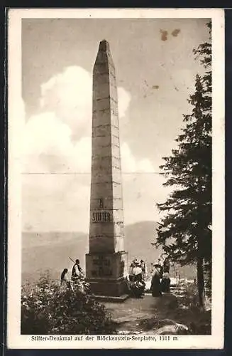 AK Krummau, Stifter-Denkmal auf der Blöckenstein-Seeplatte