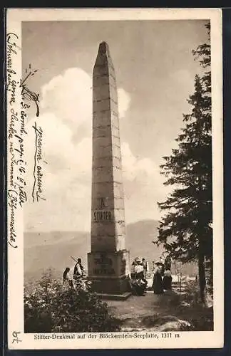 AK Krummau, Stifter-Denkmal auf der Blöckenstein-Seeplatte