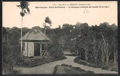 AK Martinique-Fort-de-France, Le Kiosque rustique de Jardin Desclieux