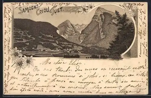 Lithographie Samoens, Criou Juet, Panorama