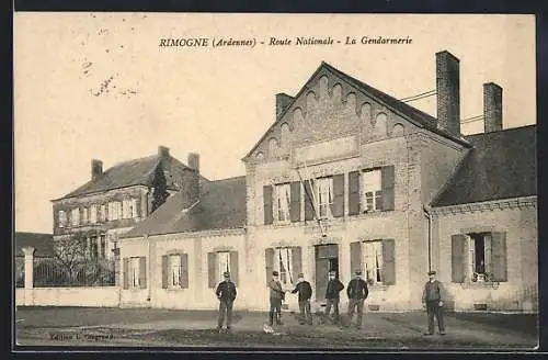 AK Rimogne /Ardennes, Route Nationale, La Gendarmerie