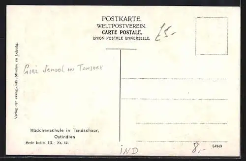 AK Tandschaur /Ostindien, Mädchenschule