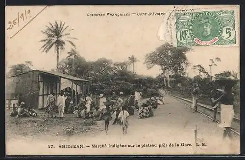 AK Abidjean, Marché Indigène sur le plateau près de la Gare