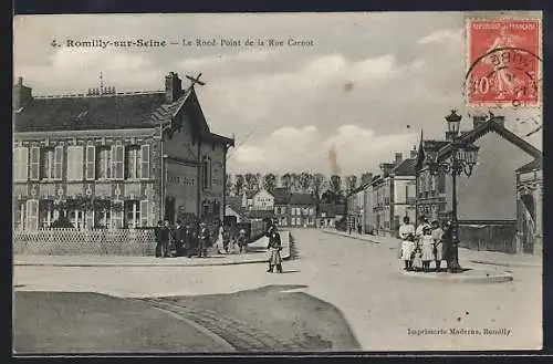 AK Romilly-sur-Seine, Le Rond-Point de la Rue Carnot