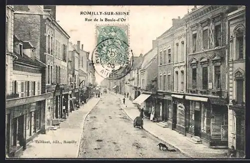 AK Romilly-sur-Seine, Rue de la Boule-d`Or animée avec commerces et passants