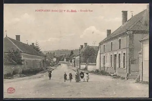 AK Fontvannes, Grande Rue avec enfants jouant sur la route
