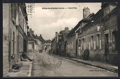 AK Ervy-le-Châtel, Grand`Rue avec commerces et passants