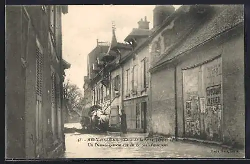 AK Méry-sur-Seine, Crue de la Seine, rue du Colonel-Fossieux, janvier 1910