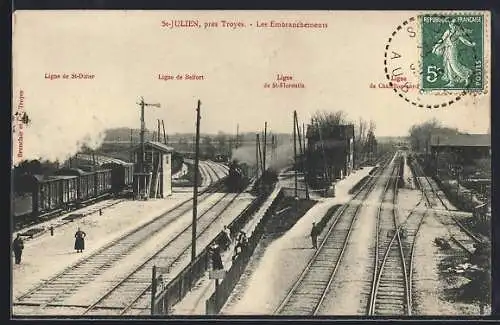 AK St-Julien, près Troyes, Les Embranchements des lignes de chemin de fer