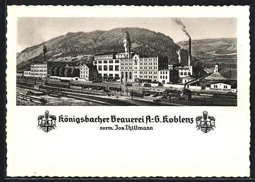 AK Koblenz, Gesamtansicht der Königsbacher Brauerei A.-G. Koblenz