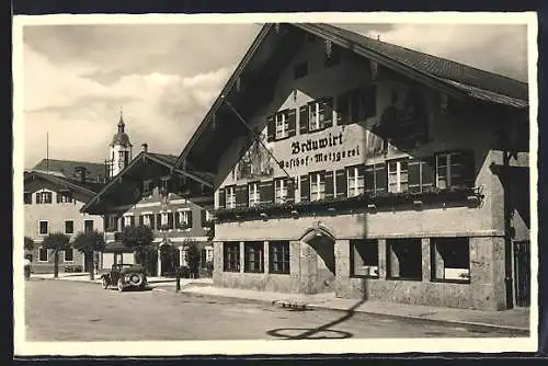 AK Miesbach, Gasthaus und Metzgerei Bräuwirt