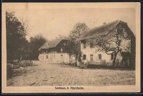 AK Pforzheim, Gasthaus Seehaus an der Strasse gelegen