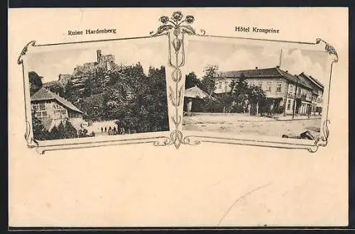 AK Nörten /Hann., Hotel Kronprinz, Inh. Arthurt Siebert, Ruine Hardenberg