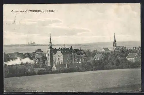 AK Grosskönigsdorf, Ortsansicht mit Kirche