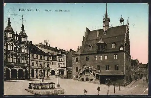 AK Pössneck i. Th., Markt mit Rathaus