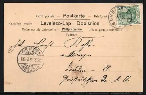 AK Dresden, Postplatz mit Kirche und Strassenbahn