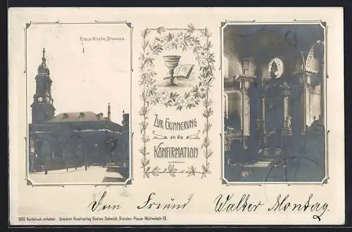 AK Dresden, Kreuz-Kirche, Innenansicht, Konfirmation
