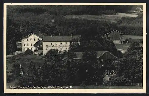 AK Rusel /Bayr. Wald, Gasthaus mit Bäumen
