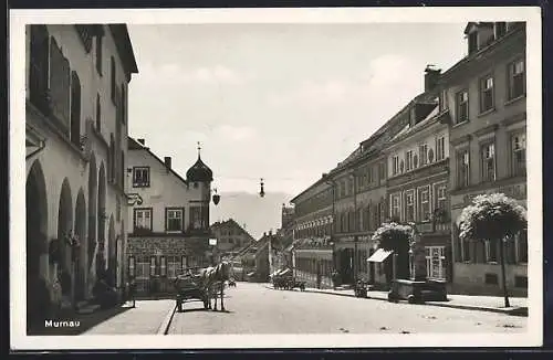 AK Murnau / Obb., Strassenpartie im Ort