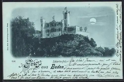 Mondschein-AK Baden, Burg Schartenfels