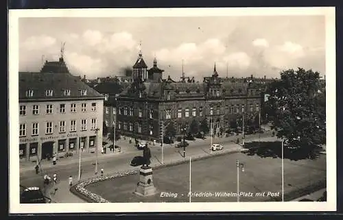 AK Elbing, Friedrich-Wilhelm-Platz mit Post