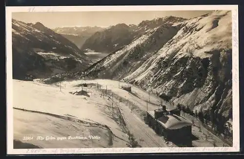AK Alp Grüm, Bahnhof gegen Puschlav und Veltin