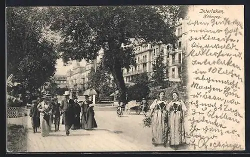 AK Interlaken, Höheweg mit Passanten