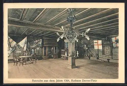 AK Davos-Platz, Rathaus, Ratstube von 1564, Innenansicht