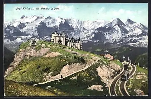 AK Rigi-Kulm, Bergbahn und die Berner Alpen