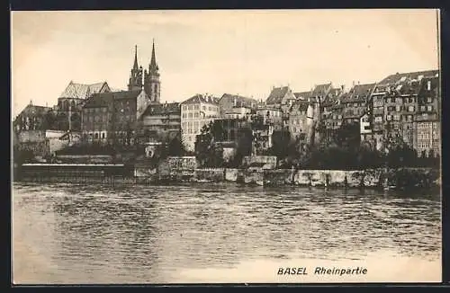 AK Basel, Häuserpartie am Rhein