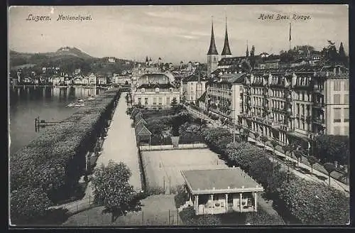 AK Luzern, Nationalquai, Hotel Beau Rivage