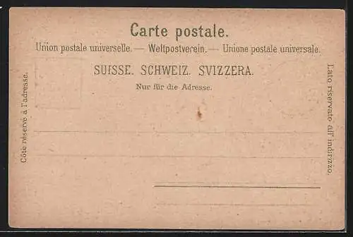 Mondschein-Lithographie Flüelen, Uferpartie mit Bergen im Vollmondlicht