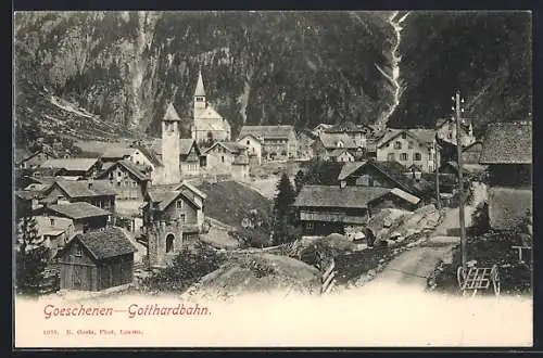 AK Goeschenen, Gotthardbahn, Teilansicht