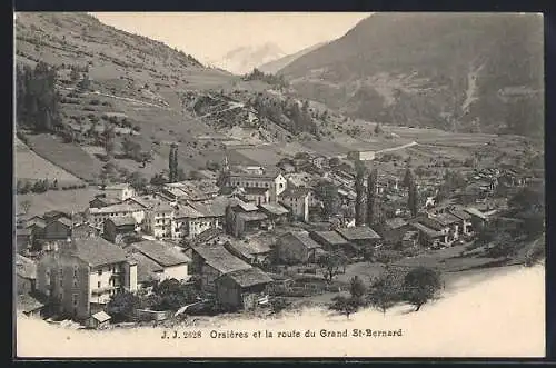 AK Orsières, Panorama et la route du Grand St-Bernard