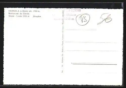AK Vermala, Restaurant du Cervin, Monte Leone, Simplon, Winteransicht
